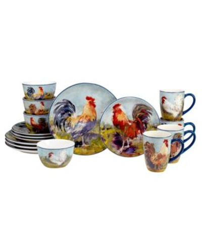 Certified International Rooster Meadow Dinnerware Collection In Blue