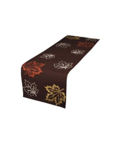 Xia Home Fashions Rustic Autumn Embroidered Fall Table Runner Collection In Coffee