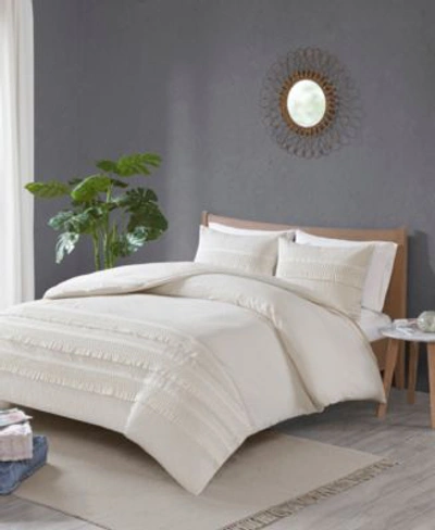 Madison Park Amaya Seersucker Cotton Duvet Cover Sets Bedding In White