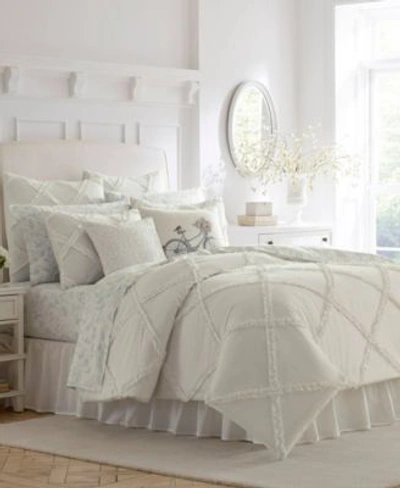 Laura Ashley Adelina Ruffle Cotton 2 Piece Duvet Cover Set, Twin Bedding In White