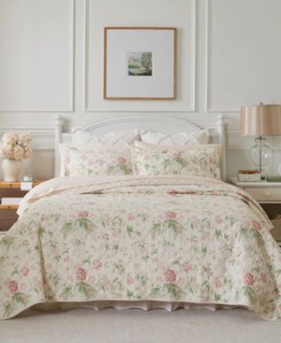 Laura Ashley Breezy Floral Reversible Quilt Sets Bedding In Pink