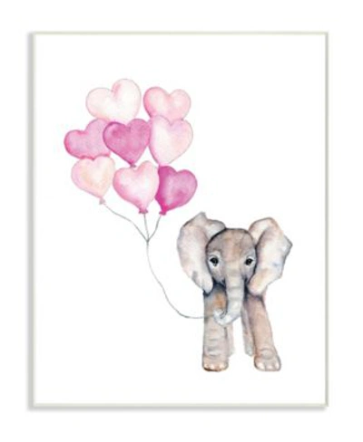Stupell Industries Baby Elephant With Pink Heart Balloons Wall Art Collection In Multi