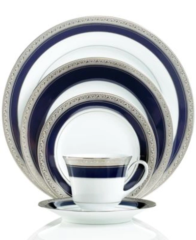 Noritake Closeout  Dinnerware Crestwood Cobalt Platinum Collection In Blue