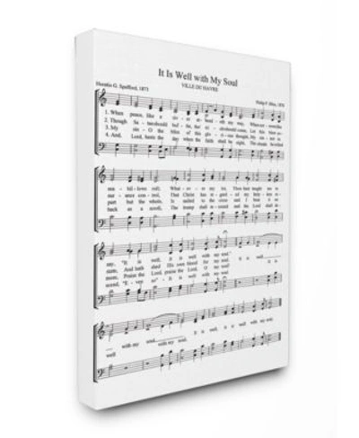 Stupell Industries It Is Well With My Soul Vintage Inspired Sheet Music Art Collection In Multi