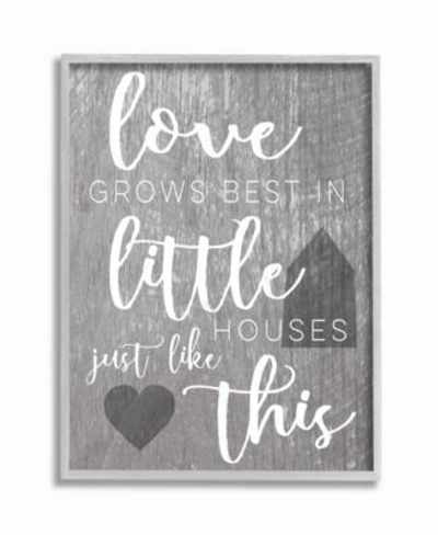 Stupell Industries Love Grows Best In Little Houses Gray Framed Texturized Art Collection In Multi