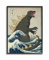 Stupell Industries Godzilla In The Waves Eastern Poster Style Illustration Framed Giclee Texturized Art Collection In Multi