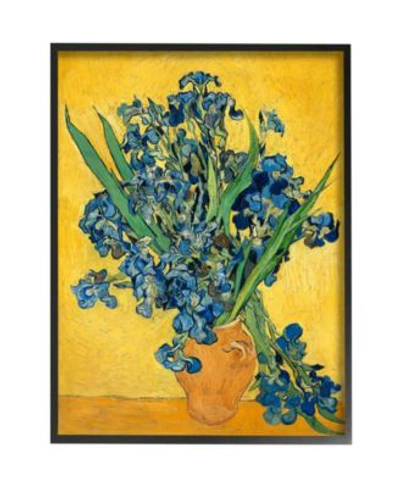 Stupell Industries Van Gogh Irises Post Impressionist Painting Black Framed Giclee Texturized Art Collection By Vincent In Multi-color