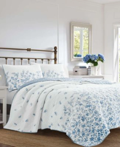 Laura Ashley Flora Quilt Sets Bedding In Open Blue