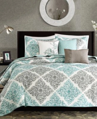 Madison Park Closeout  Claire Quilted Coverlet Sets Bedding In Aqua