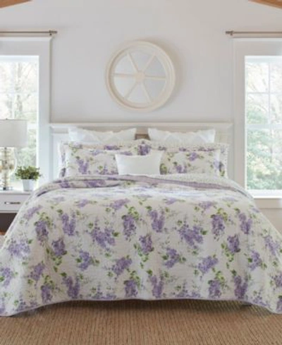 Laura Ashley Keighley Cotton Reversible Quilt Sets Bedding In Pastel Purple