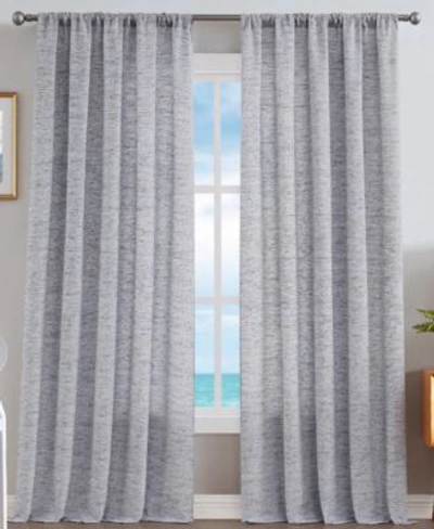 Nautica Caspian Light Filtering Textured Rod Pocket Window Curtain Panel Pair Collection In Slate