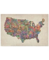 TRADEMARK GLOBAL US CITIES TEXT MAP VI CANVAS ART BY MICHAEL TOMPSETT COLLECTION