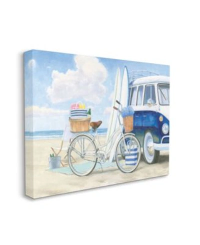 Stupell Industries Bike Van Beach Nautical Blue White Painting Stretched Canvas Wall Art Collection By James Wiens In Multi-color