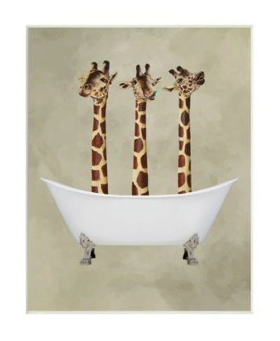 Stupell Industries Natural Palette Three Giraffe Necks In A Claw Foot Bathtub Wall Plaque Art Collection By Coco De Par In Multi-color