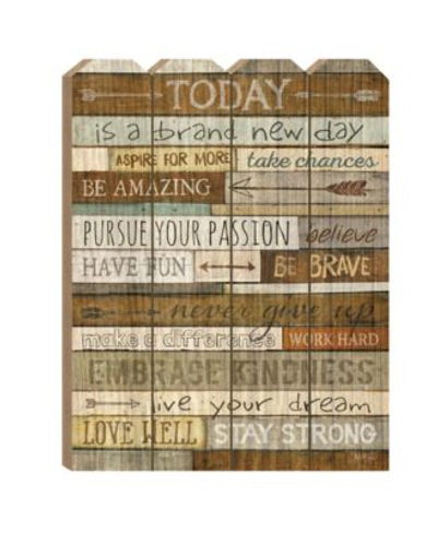 Trendy Decor 4u Today Is A Brand New Day By Marla Rae Printed Wall Art On A Wood Picket Fence Collection In Multi