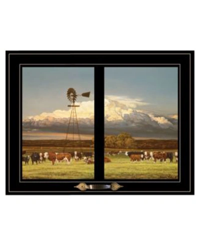Trendy Decor 4u Summer Pastures Holstein Cows With Windmill By Bonnie Mohr Ready To Hang Framed Print Collection In Multi