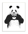 STUPELL INDUSTRIES BLACK WHITE PANDA BEAR MAKING A HEART INK ILLUSTRATION WALL PLAQUE ART COLLECTION