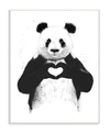 Stupell Industries Black White Panda Bear Making A Heart Ink Illustration Wall Plaque Art Collection In Multi