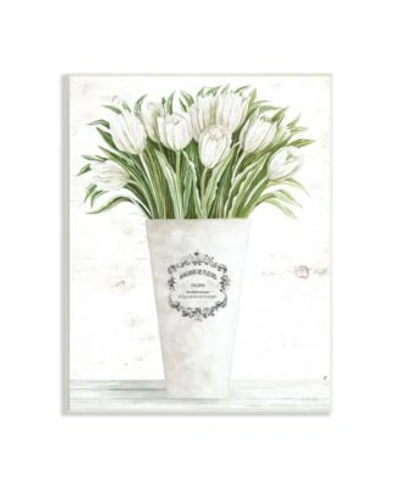 Stupell Industries White Tulip Bouquet In Parisian Vase Floral Arrangement Wall Plaque Art Collection By Cindy Jacobs In Multi-color