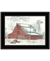 TRENDY DECOR 4U WINTER BARN WITH PICKUP TRUCK BY CINDY JACOBS READY TO HANG FRAMED PRINT COLLECTION