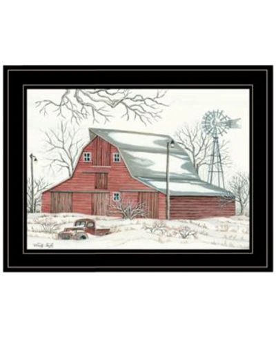 Trendy Decor 4u Winter Barn With Pickup Truck By Cindy Jacobs Ready To Hang Framed Print Collection In Multi