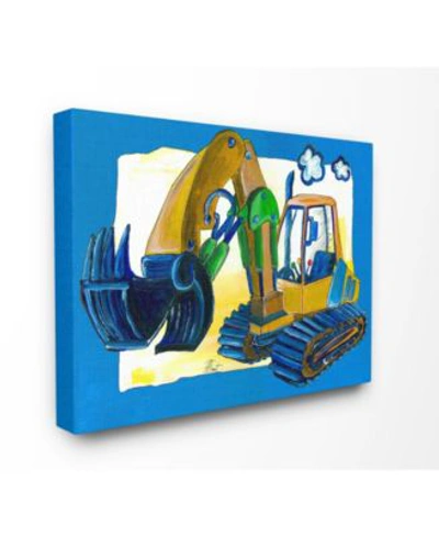 Stupell Industries The Kids Room Yellow Excavator With Blue Border Art Collection In Multi