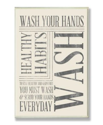 Stupell Industries Home Decor Wash Your Hands Typography Bathroom Art Collection In Multi