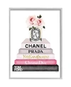STUPELL INDUSTRIES BOOK STACK FASHION CANDLE PINK ROSE GRAY FARMHOUSE RUSTIC FRAMED GICLEE TEXTURIZED ART COLLECTION BY