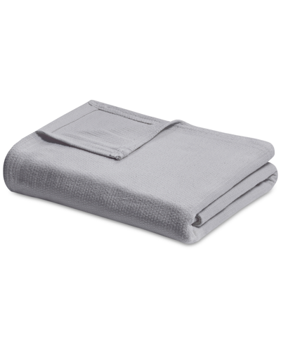 Madison Park Freshspun Basketweave Cotton Blanket, Twin In Grey