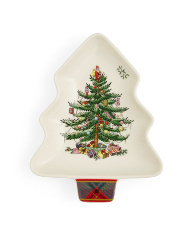 SPODE CHRISTMAS TREE TARTAN SHAPE SPOON REST