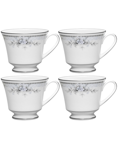 Noritake Sweet Leilani Set Of 4 Cups, Service For 4 In White Gray