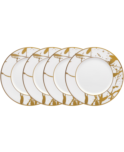 Noritake Raptures Gold Set Of 4 Bread Butter And Appetizer Plates, Service For 4 In White Gold-tone