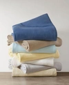 Madison Park Freshspun Basketweave Cotton Blankets Bedding In Navy