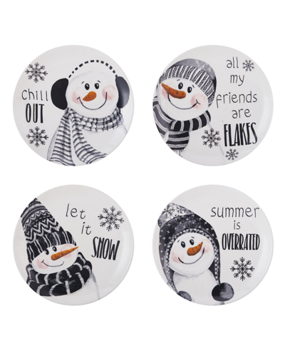 Fitz And Floyd Snow Days Party Plates, Set Of 4 In Assorted
