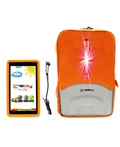 Linsay New  7" New Wi-fi Kids Tablet Android 12 Dual Camera With Defender Case And Led Backpack Bundl In Orange