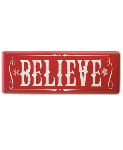 National Tree Company 31" Believe Horizontal Holiday Wall Sign In Red