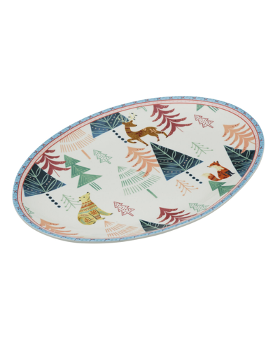 Fitz And Floyd Cottage Christmas Medium Platter In Assorted