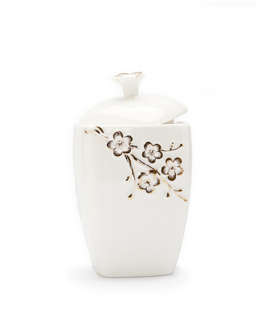 Classic Touch Sugar Bowl Floral Artwork In White