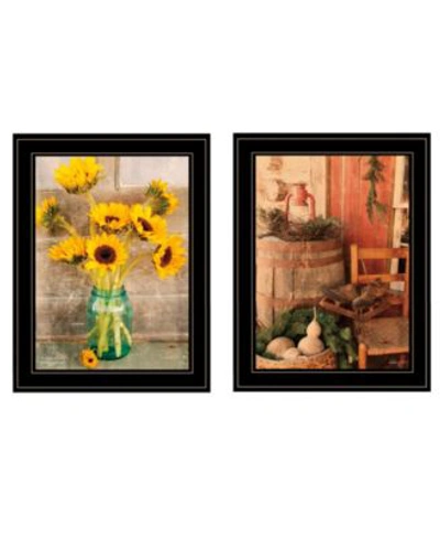 Trendy Decor 4u Vintage Like Country Sunflowers 2 Piece Vignette By Anthony Smith Collection In Multi