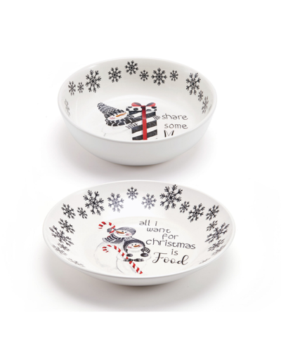 Fitz And Floyd Snow Days Medium And Large Bowl, Set Of 2 In Assorted
