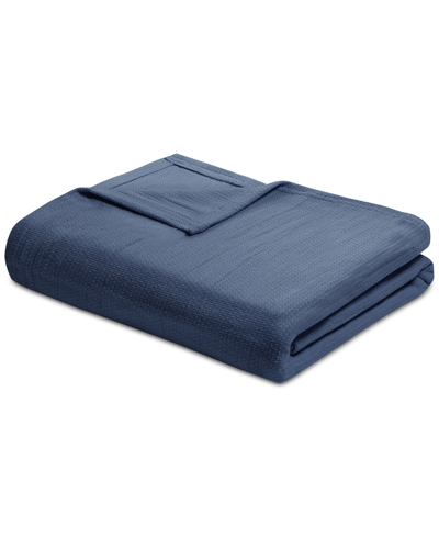 Madison Park Freshspun Basketweave Cotton Blanket, King In Navy