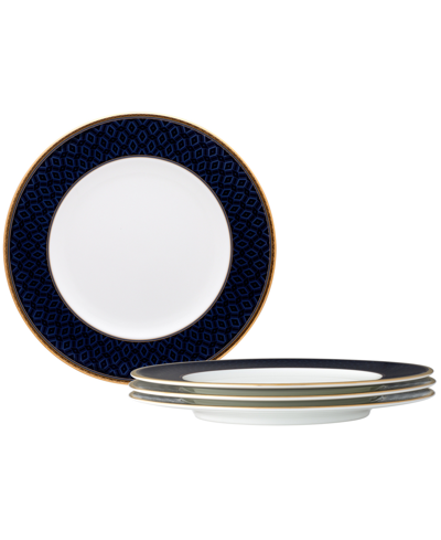 Noritake Blueshire Set Of 4 Accent Plates, Service For 4 In White Blue