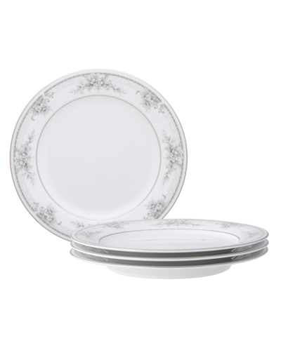 Noritake Sweet Leilani Set Of 4 Salad Plates, Service For 4 In White Gray