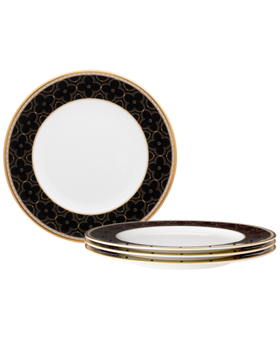 Noritake Trefolio Gold Set Of 4 Accent Plates, Service For 4 In White