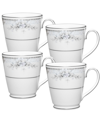 Noritake Sweet Leilani Set Of 4 Mugs, Service For 4 In White Gray