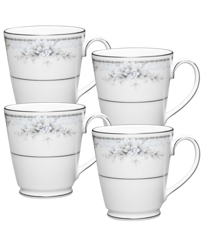 Noritake Sweet Leilani Set Of 4 Mugs, Service For 4 In White Gray