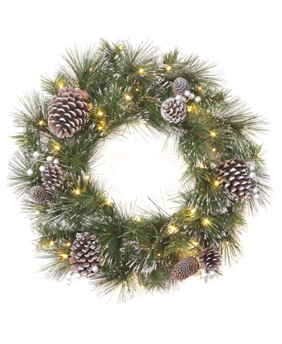 National Tree Company 24" Whitter Pine Wreath With Led Lights In Green