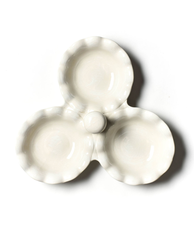 Coton Colors Signature White Ruffle Three Bowl Server