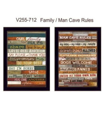 Trendy Decor 4u Family Man Cave Rules Collection By Marla Rae Printed Wall Art Ready To Hang Frame Collection In Multi