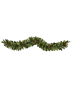 NEARLY NATURAL CHRISTMAS ARTIFICIAL 6' GARLAND WITH LIGHTS AND PINE CONES, 72"